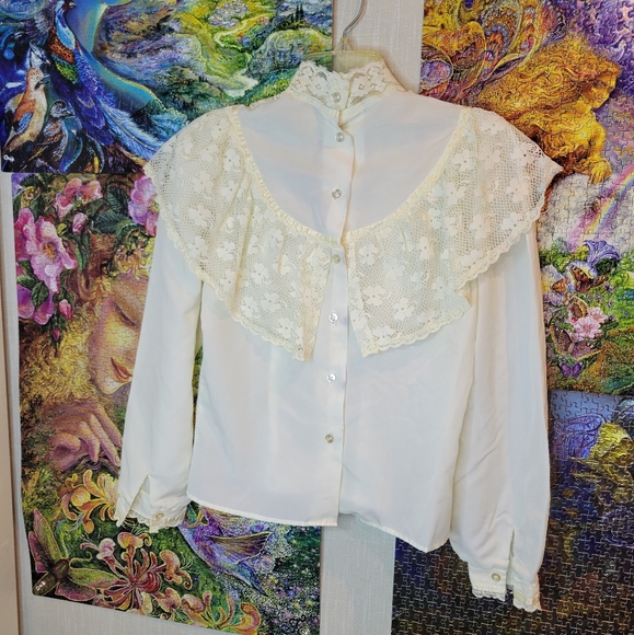Vintage Style Lace/Sheer Top - Picture 6 of 11